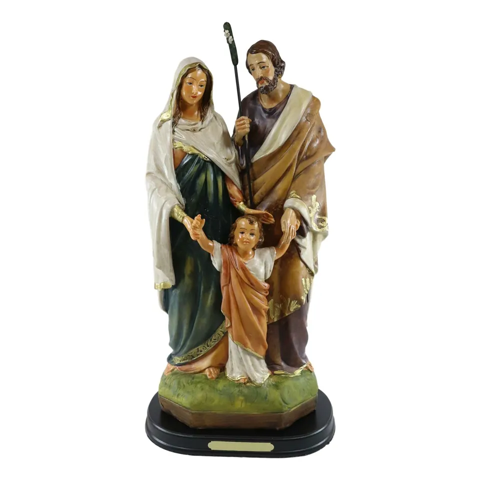 Bienheureuse Sainte Famille Figurine Statue Résine Religieux Artisanat Décoratif Marie Joseph Enfant Jésus Sculpture Catholique