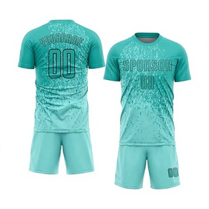 Maillots de football personnalisés Thaïlande 100% polyester unisexe à manches courtes séchage rapide avec nom et numéro du joueur – Ensemble été Lionel Messi Ronaldo - Product Image 1