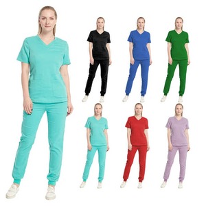 Uniforme médico personalizado conjunto hombres mujeres estiramiento enfermera Scrubs traje - Product Image 3