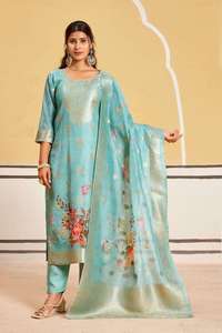 Conjunto Kurti para Mujer, Conjunto Kurti de Seda Banarasi, Conjunto Kurti con Pantalón para Mujer, Conjunto Kurti Plazzo con Dupatta, Conjunto Kurti para Mujer - Product Image 4