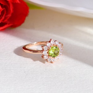 2025 Péridot S925 argent Sterling rond 6x6mm Solitaire promesse bague minimaliste Fine à la main pierres précieuses bijoux pour femmes cadeau - Product Image 4