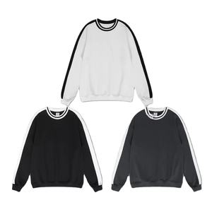 2022 Otoño Invierno hombres suelta Casual deportes sudadera logotipo personalizado cuello redondo contraste Color en blanco pulóver sudaderas con capucha sudaderas - Product Image 1