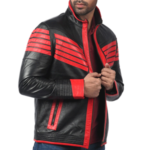 Veste de moto d'hiver coupe-vent en cuir véritable vintage unisexe - Product Image 3