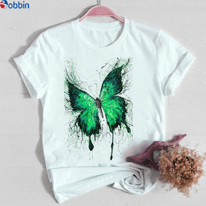 T-shirts pour femmes amples d'été avec logo personnalisé et motif papillon, manches courtes, hauts de créateur pour filles, t-shirt - Product Image 3