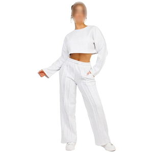 เซ็ตเสื้อสเวตเตอร์แขนยาวผ้าฟลีซสำหรับผู้หญิงชุดแฟชั่นเสื้อครอปสำหรับผู้หญิงขนาดใหญ่พิเศษของ2025 - Product Image 6