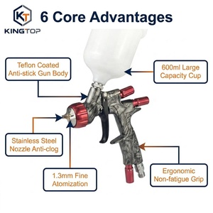 Professional 8900 Pattern Pneumatic <b>Spray</b> Gun <b>1</b>.3mm Nozzle 600ml Gravity Feed Aluminum Alloy Ergonomic Two-Stage Trigger Gun - Product Image 4