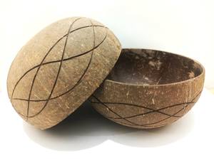 ชุดชามช้อนทำจากกะลามะพร้าวธรรมชาติออร์แกนิค สำหรับสมูทตี้ สลัด พร้อมฝาปิด ตกแต่งบ้านในเทศกาลคริสต์มาส งานตัดแบบไดคัท พิมพ์ลาย ใช้เป็นเชิงเทียน - Product Image 3