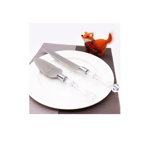 2Pcs serveur de gâteau en acier et manche en acrylique couteau de mariage comprenant couteau à gâteau et gâteau restaurants party ware - Product Image 1