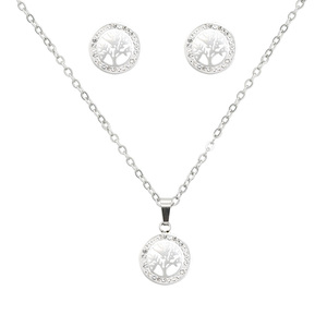 Conjuntos de collar y pendientes de acero inoxidable chapado en oro de 18 quilates, joyería nupcial vintage de lujo con perlas para fiestas o regalos - Product Image 1