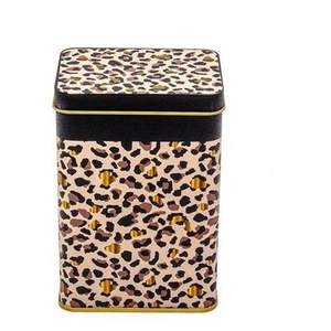 กล่องเก็บโลหะทรงสี่เหลี่ยมพิมพ์ลายเสือดาวสีทองขนาด75X100X150มม. พร้อมฝา1.2L - Product Image 2