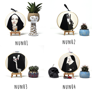 Arte de Bordado Moderno para Colgar en la Pared, Monjas Eróticas de 15 cm - Product Image 2