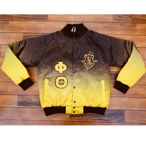 Chaqueta Universitaria Personalizada de Satén Sublimado con Bordado de Iota Phi Theta, Impermeable, Ropa Griega de Fraternidad para Hombre, Letra de Lona - Product Image 6
