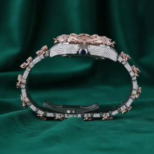 Montre pour homme en moissanite avec lunette à pointes personnalisées, deux tons, or rose, sertie de pierres, automatique, mécanique, date, bijoux hip-hop - Product Image 4