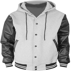 Service OEM – Veste de baseball universitaire de qualité supérieure, chaude, avec manches en cuir, col montant, motif écossais vintage, pour la saison hivernale - Product Image 1