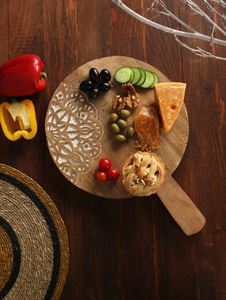 Plateau de service en bois design de qualité supérieure avec logo personnalisé au meilleur prix d'Inde - Product Image 2
