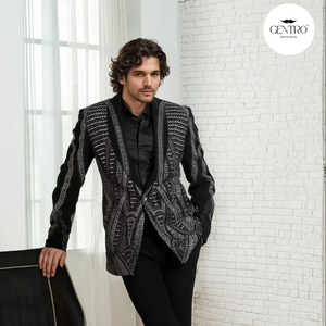 Offre Spéciale design hommes costumes smoking 2 pièces couleur noire mariage fête style hommes costumes de créateurs brodés - Product Image 1