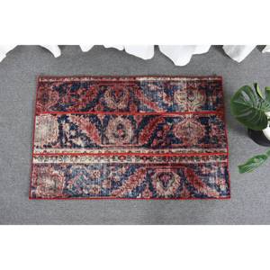 Alfombra Kilim clásica roja y azul de 2x3,2 pies, área grande de lana turca, tejido de retazos ecológico, respaldo de látex, comedor a rayas - Product Image 2