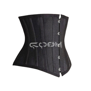 Ceinture Corset Amincissante Ajustée en Maille Noire Sous la Poitrine - Product Image 4