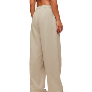 Wholesale Women's Cotton Fleece Jogger <b>Trousers</b> High Waist Breathable Windproof Casual Winter Flat Front Plain Dyed <b>Drawstring</b> - Product Image 2