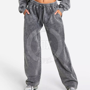 Conjunto de chándal de lavado ácido OEM/ODM para mujer, chándal lavado elegante con capucha de bolsillo frontal, chándal de lavado ácido de moda - Product Image 4