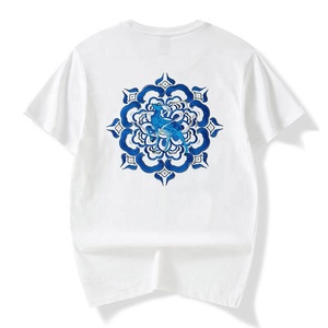 Vente en gros de t-shirts pour hommes imprimés à la mode à manches courtes brodés personnalisés à épaules tombantes coupe surdimensionnée - Product Image 2