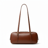 Sac cylindrique en cuir marron de luxe, bandoulière réglable, design vintage tendance, motif géométrique, doublure en polyester, pour femme, style japonais
