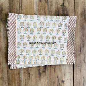 Hand Block Printed Placemat & Napkin - Buy Custom Printed Placemats,Hand Painted Table Cloth,Stock Hand Block <b>Place</b> <b>Mat</b> Napkin - Product Image 4