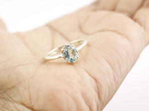 ชุดง่ามพลอยรูปวงรีสีอะความารีน925แหวนซ้อนกันได้ทำด้วยมือเงินสเตอร์ลิง - Product Image 3