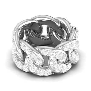 Anillo de compromiso único de Plata de Ley 925 para mujer, Diamante de corte redondo de claridad VVS y joyería de boda fina cultivada en blanco Leb - Product Image 1