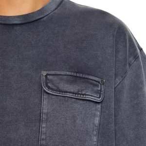 Camisetas de algodón 100% para hombre, camiseta Vintage de manga corta, Camiseta ajustada de gran tamaño con estampado de bolsillo, camisetas lavadas personalizadas para hombre 2026 - Product Image 6