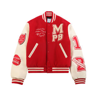 Veste de baseball universitaire en cuir avec logo brodé en chenille de haute qualité personnalisée, manches en laine, lettres brodées - Product Image 1
