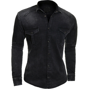 Chemises en jean décontractées de haute qualité pour hommes, chemise en jean en coton à vendre - Product Image 5