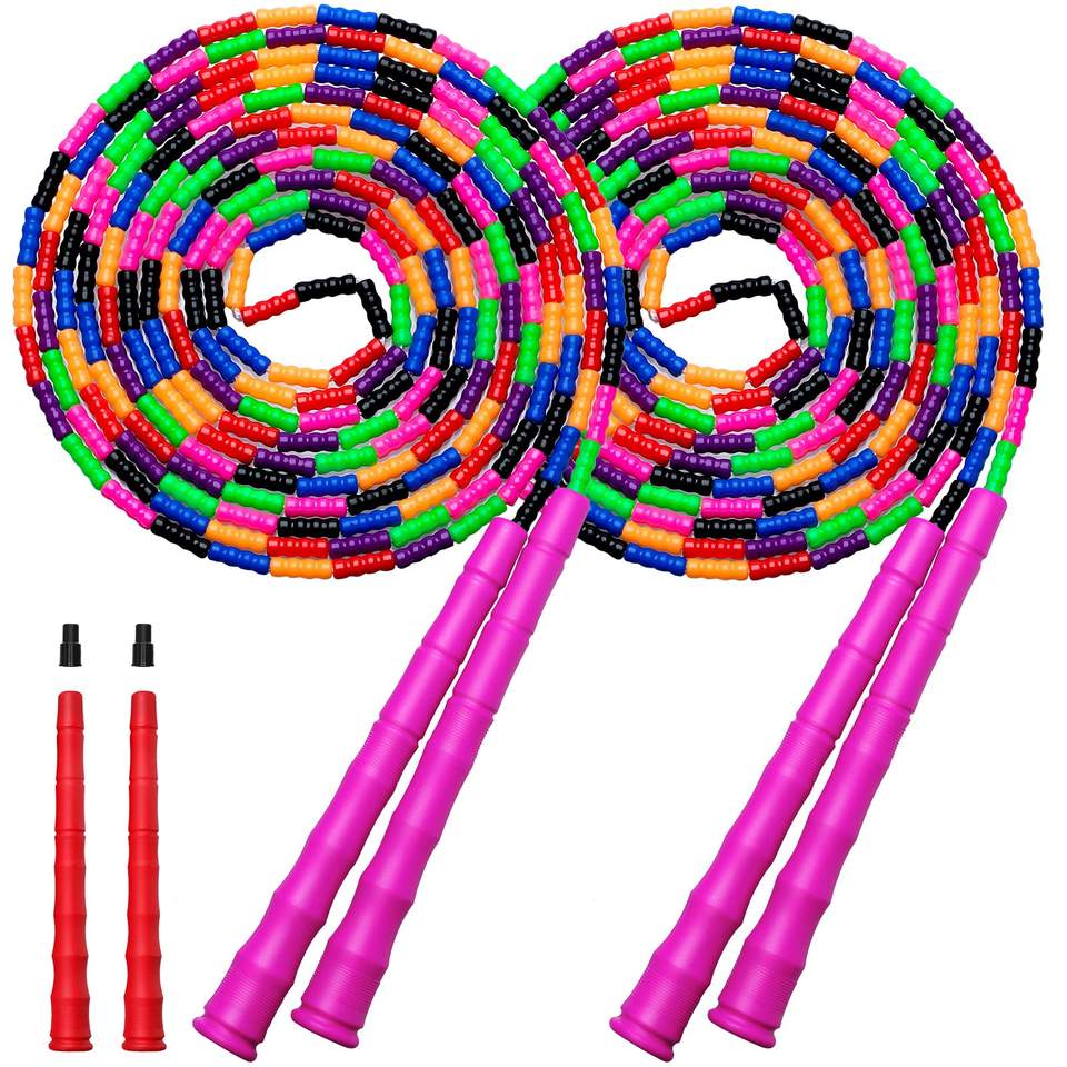 Durable Plastic Segmented Beaded Long Jump Rope Sports Pattern Jump ...