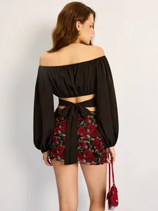 Jupe mini en jean unie pour femme, taille élastique, décontractée, 100 % coton, séchage rapide, respirante, coupe crayon, été - Product Image 5