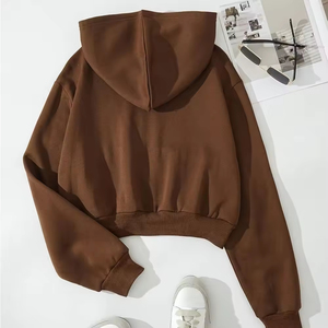 Sudadera Corta de Invierno Personalizada para Mujer, 100% Algodón, Transpirable, con Cierre Frontal, Logotipo, Estilo Urbano, Sudadera Extra Grande - Product Image 6