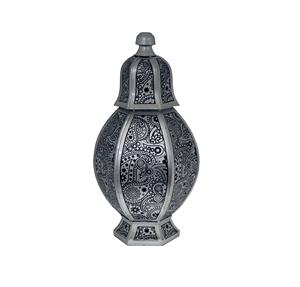 Urna de aluminio para adultos con flor blanca y azul pintada a mano para cenizas humanas Urna de recuerdo de diseño clásico hecha a mano - Product Image 6