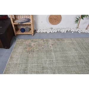 Tapis turc vintage 4.9 x 10.4ft tissage plat en laine verte avec motif patchwork pour les décorations de salon et les couloirs - Product Image 5