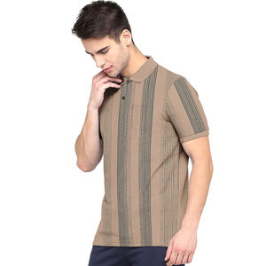 Manga corta de talla grande para hombre de buena calidad para Polos cuello vuelto con patrón sólido tejido de algodón de punto - Product Image 2