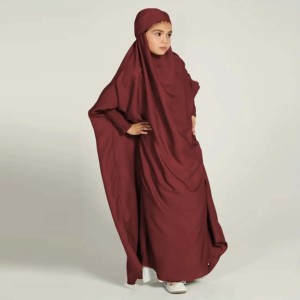 Vente en gros OEM Robe Abaya Hijab Modeste pour Femme 100% Soie Écologique Unie pour la Prière, Vêtement Musulman - Product Image 2