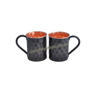 Juego de tazas de mula de Moscú de cobre negro de calidad de exportación de 2 tazas de cobre puro 100% de cobre sólido para una vida saludable - Product Image 2