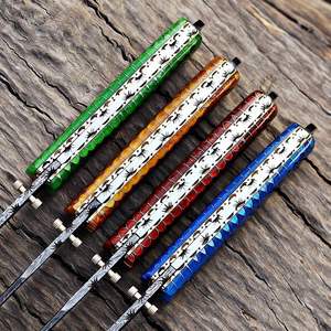 Couteau de poche pliable de survie de qualité supérieure, couteaux de camping pour le dépeçage avec étui en cuir, qualité industrielle OEM - Product Image 5