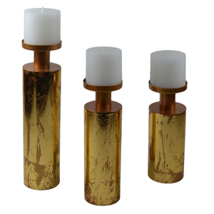 Lot de 3 bougeoirs avec finition colorée, support de bougie à bras unique, support de pilier doré pour décor de fête et de dîner - Product Image 3