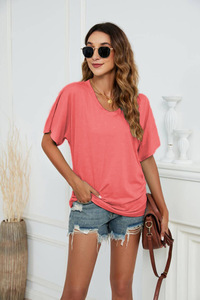 Camiseta de gran tamaño de algodón con estampado de hombros caídos de manga corta para entrenamiento de gimnasia con logotipo personalizado para mujer - Product Image 3