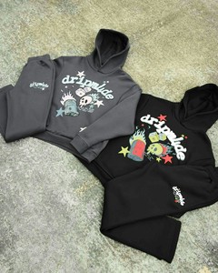 Ensemble de survêtement évasé en coton épais dépouillé fabricant de streetwear sérigraphie vintage surdimensionné en soie surdimensionné - Product Image 6