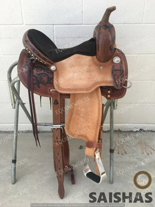 SAISHAS - Silla de Montar de Cuero Genuino Ligera y Personalizable de Primera Calidad, Hecha a Mano, Estilo Occidental, para Carreras de Barriles - Product Image 2