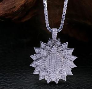 Collar con colgante de flor helada para niñas y mujeres, Plata de Ley 925, Zirconia cúbica, joyería ostentosa de Hip Hop, regalo para antófilo - Product Image 1