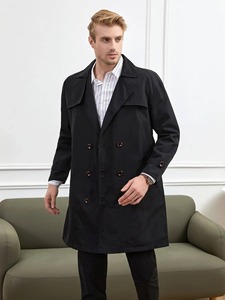 เสื้อโค้ทขนสัตว์ผู้ชายแบบใหม่ ดีไซน์ใหม่ สำหรับฤดูใบไม้ร่วงและฤดูหนาว สีพื้น เสื้อโค้ทขนสัตว์ผู้ชายแบบลำลอง สไตล์เทรนช์โค้ท - Product Image 5