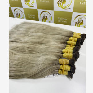Extensions de cheveux vietnamiens de haute qualité, couleur blonde, 60 cm, 100% cheveux humains vierges Remy, à bandes adhésives, double épaisseur, pour stock blond. - Product Image 2