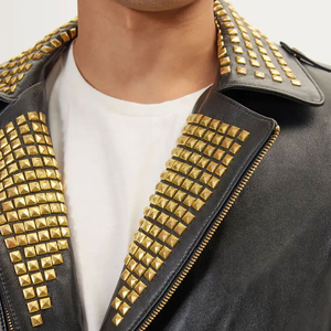 La chaqueta de cuero Punk más vendida para hombres Biker Motorcycle Chaquetas de cuero Punk más populares para hombres a la venta hechas en Pakistán - Product Image 3