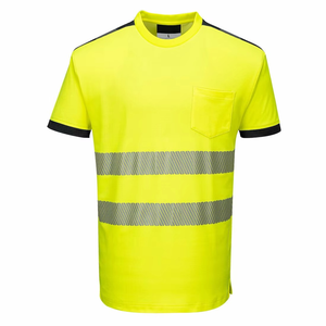 100% poliéster Hi Vis para camisetas de Polo camisas de trabajo de seguridad de construcción sólida rayas reflectantes bolsillo con cremallera comodidad de seguridad - Product Image 5